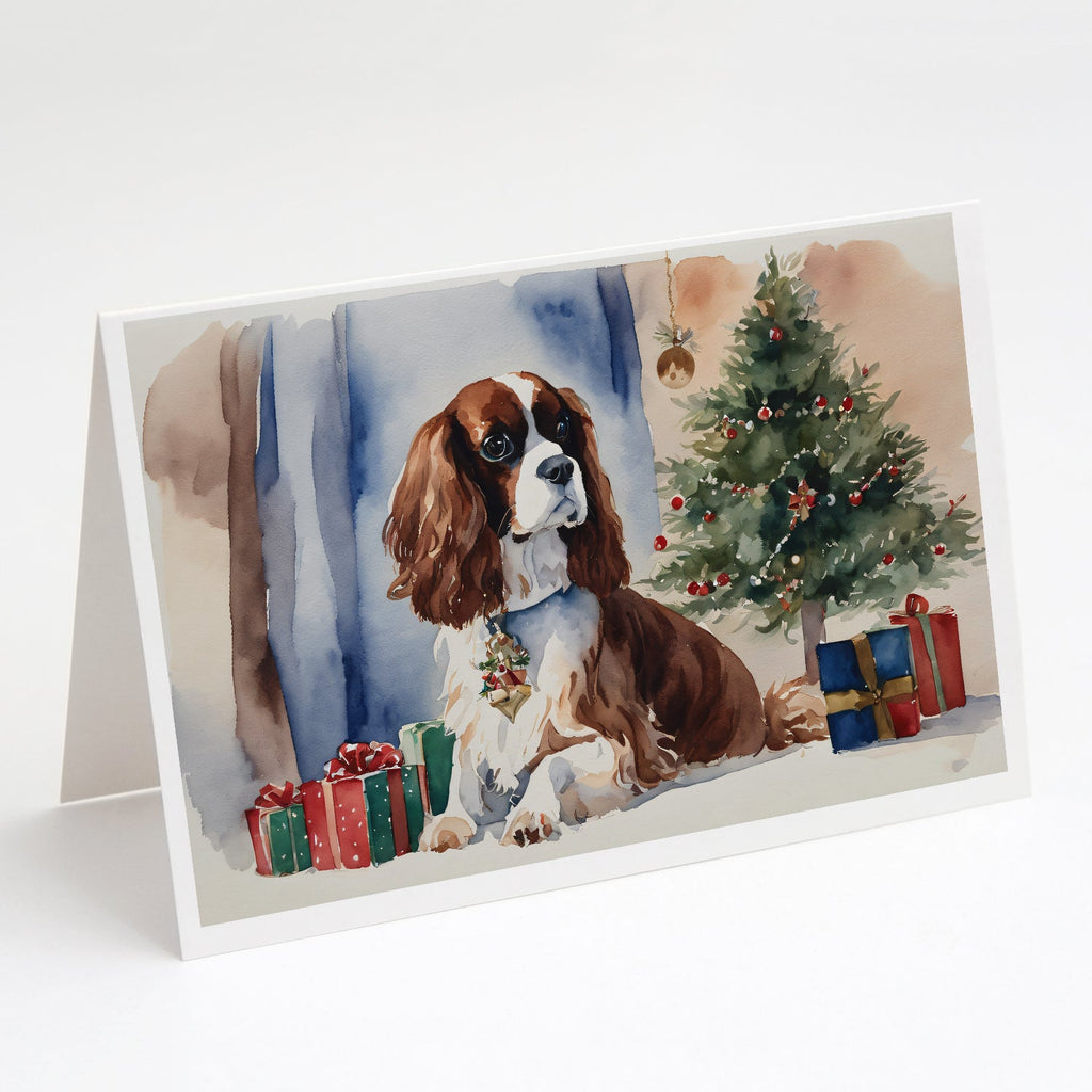 Cavalier Spaniel Christmas Greeting Cards Pack of 8 Blank Cards with Envelopes Whimsical A7 Size 5x7
