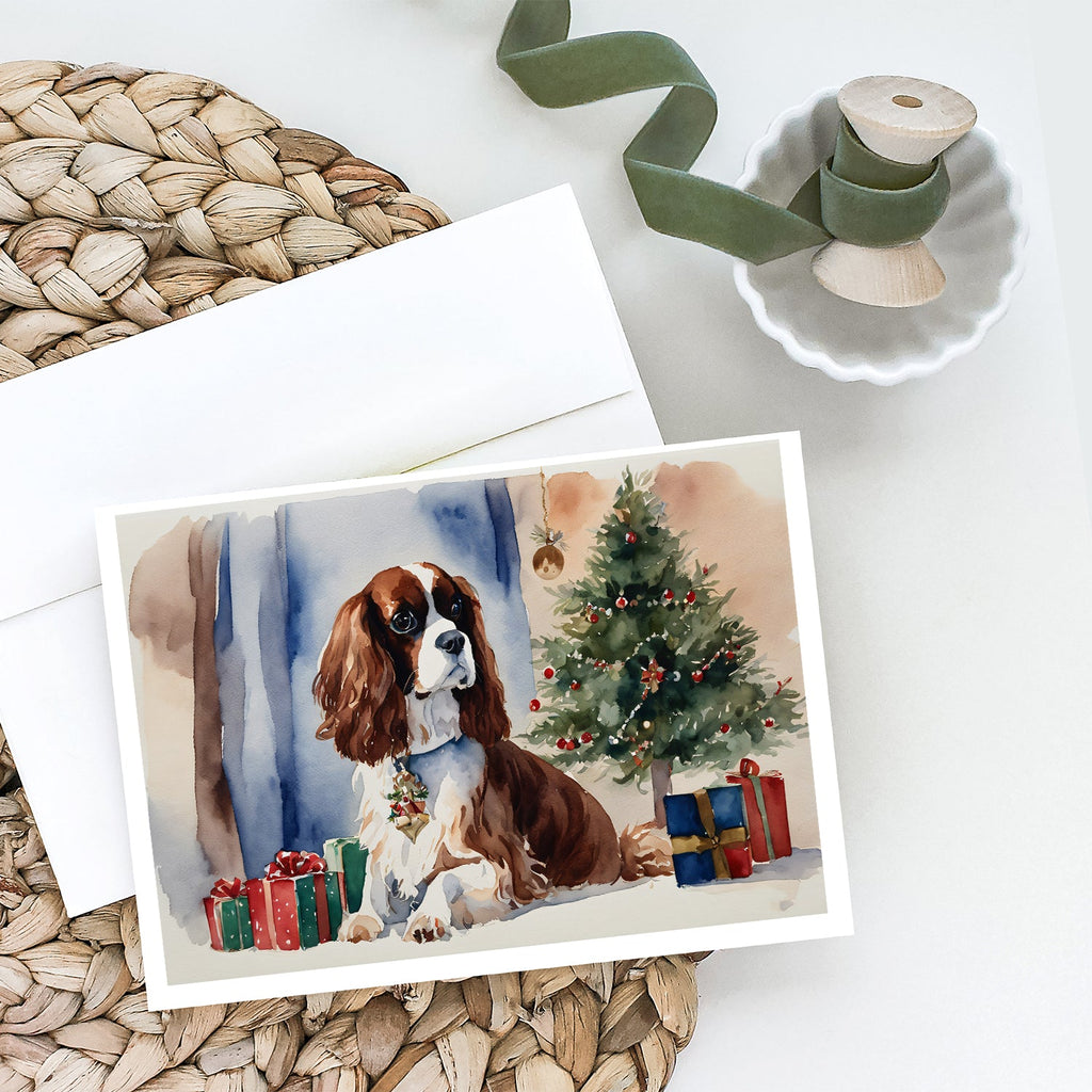 Cavalier Spaniel Christmas Greeting Cards Pack of 8 Blank Cards with Envelopes Whimsical A7 Size 5x7