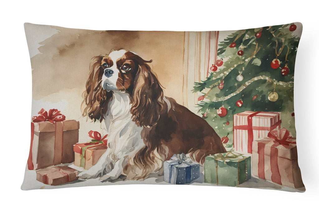 Cavalier Spaniel Christmas Decorative Throw Pillow 12x16 Indoor Outdoor Accent Cushion, Fabric Cover with Insert for Sofa, Bed, Porch & Living Room
