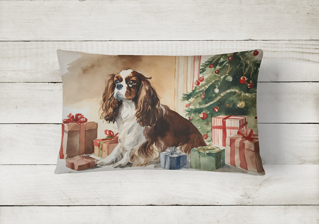 Cavalier Spaniel Christmas Decorative Throw Pillow 12x16 Indoor Outdoor Accent Cushion, Fabric Cover with Insert for Sofa, Bed, Porch & Living Room