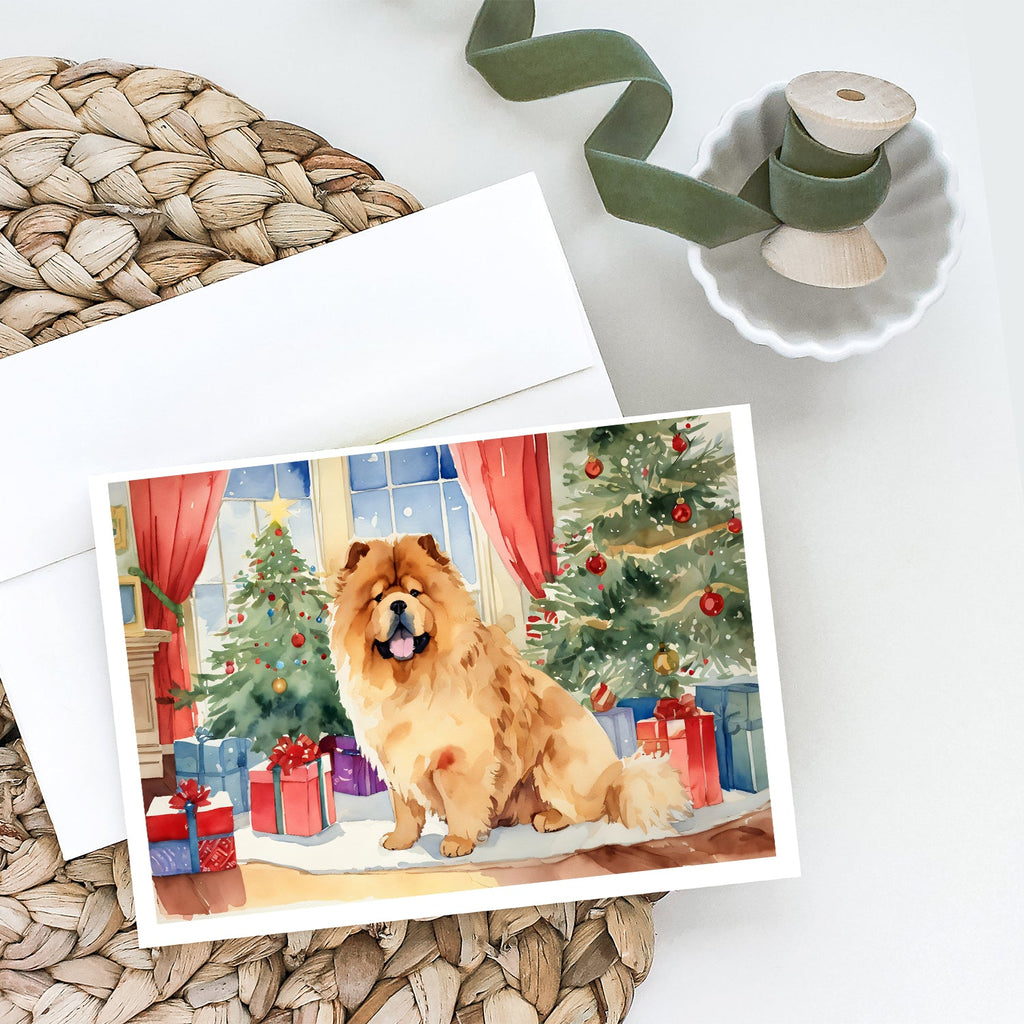 Chow Chow Christmas Greeting Cards Pack of 8 Blank Cards with Envelopes Whimsical A7 Size 5x7