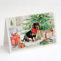 Black and Tan Dachshund Christmas Greeting Cards Pack of 8 Blank Cards with Envelopes Whimsical A7 Size 5x7