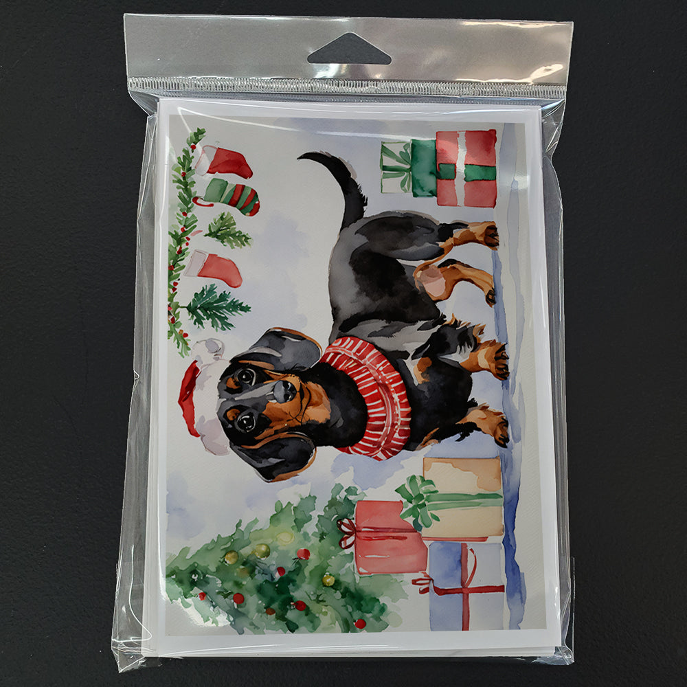 Black and Tan Dachshund Christmas Greeting Cards Pack of 8 Blank Cards with Envelopes Whimsical A7 Size 5x7
