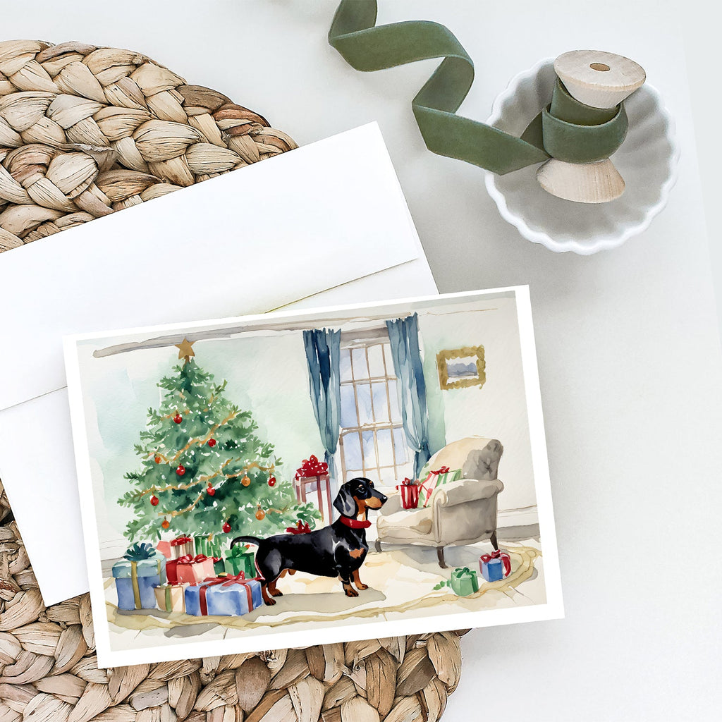 Black and Tan Dachshund Christmas Greeting Cards Pack of 8 Blank Cards with Envelopes Whimsical A7 Size 5x7