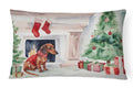 Dachshund Christmas Decorative Throw Pillow 12x16 Indoor Outdoor Accent Cushion, Fabric Cover with Insert for Sofa, Bed, Porch & Living Room