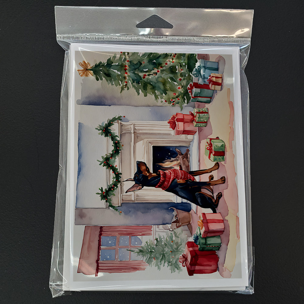 Doberman Pinscher Christmas Greeting Cards Pack of 8 Blank Cards with Envelopes Whimsical A7 Size 5x7