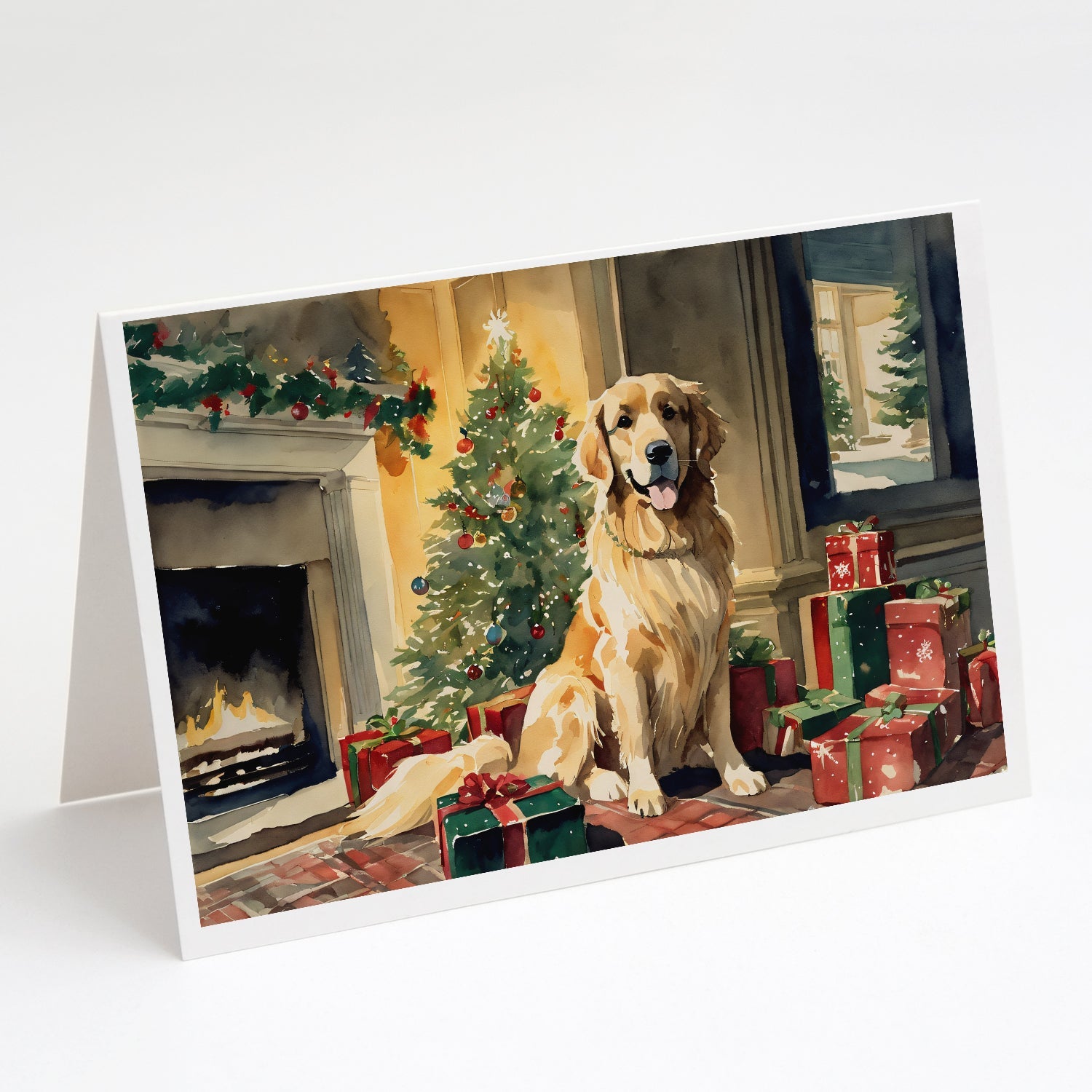 Golden Retriever Christmas Greeting Cards Pack of 8 Blank Cards with Envelopes Whimsical A7 Size 5x7