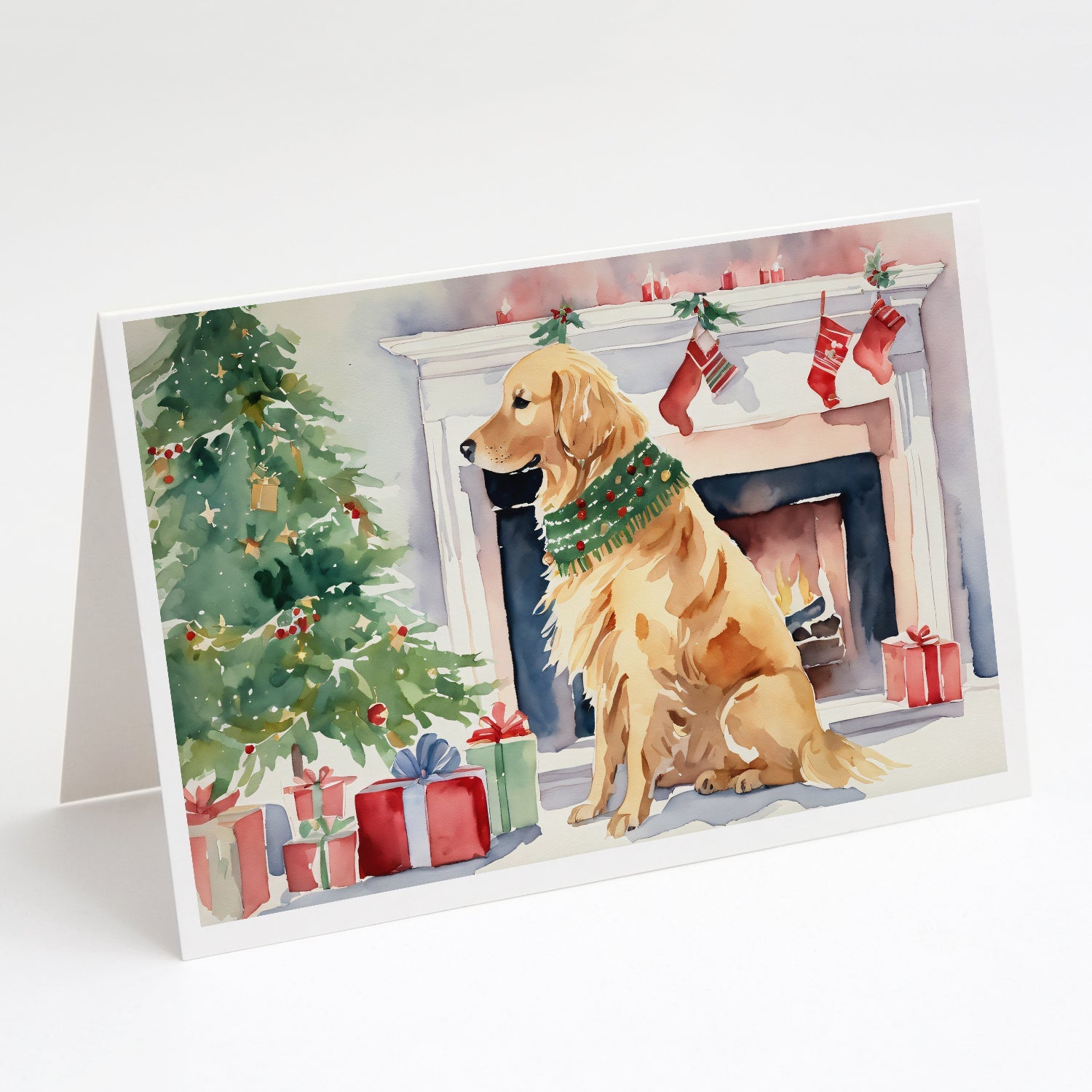 Golden Retriever Christmas Greeting Cards Pack of 8 Blank Cards with Envelopes Whimsical A7 Size 5x7