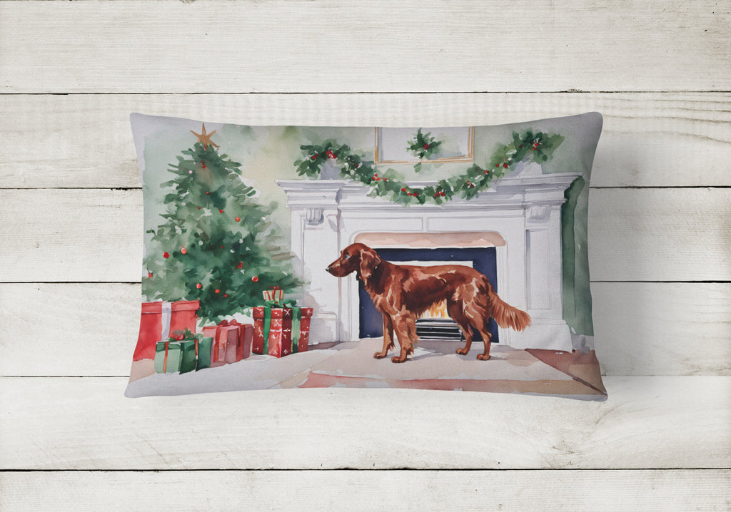 Irish Setter Christmas Decorative Throw Pillow 12x16 Indoor Outdoor Accent Cushion, Fabric Cover with Insert for Sofa, Bed, Porch & Living Room