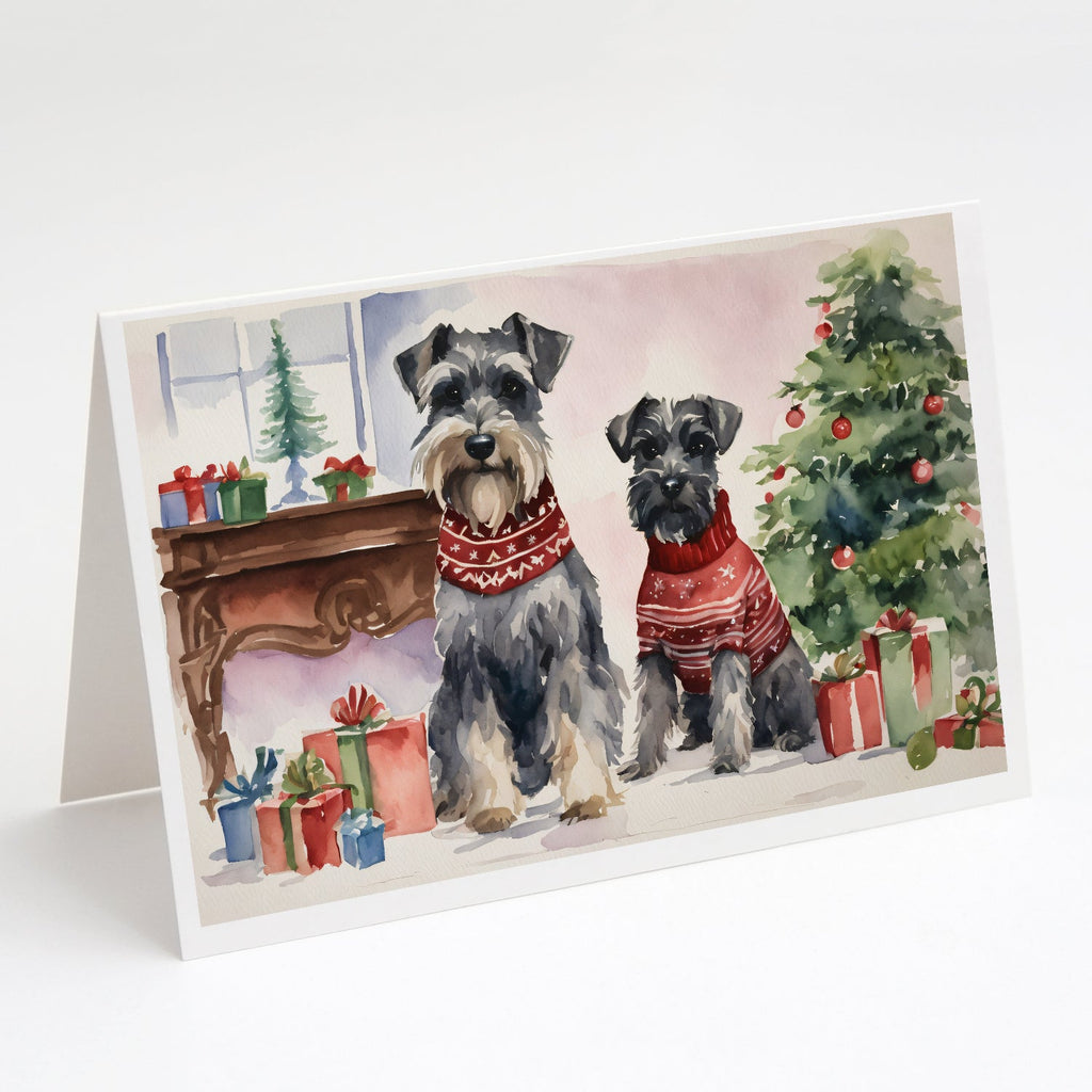 Schnauzer Christmas Greeting Cards Pack of 8 Blank Cards with Envelopes Whimsical A7 Size 5x7