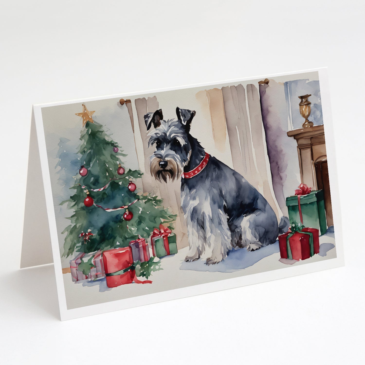Schnauzer Christmas Greeting Cards Pack of 8 Blank Cards with Envelopes Whimsical A7 Size 5x7
