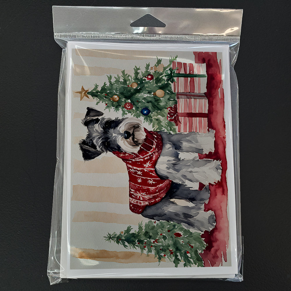 Schnauzer Christmas Greeting Cards Pack of 8 Blank Cards with Envelopes Whimsical A7 Size 5x7