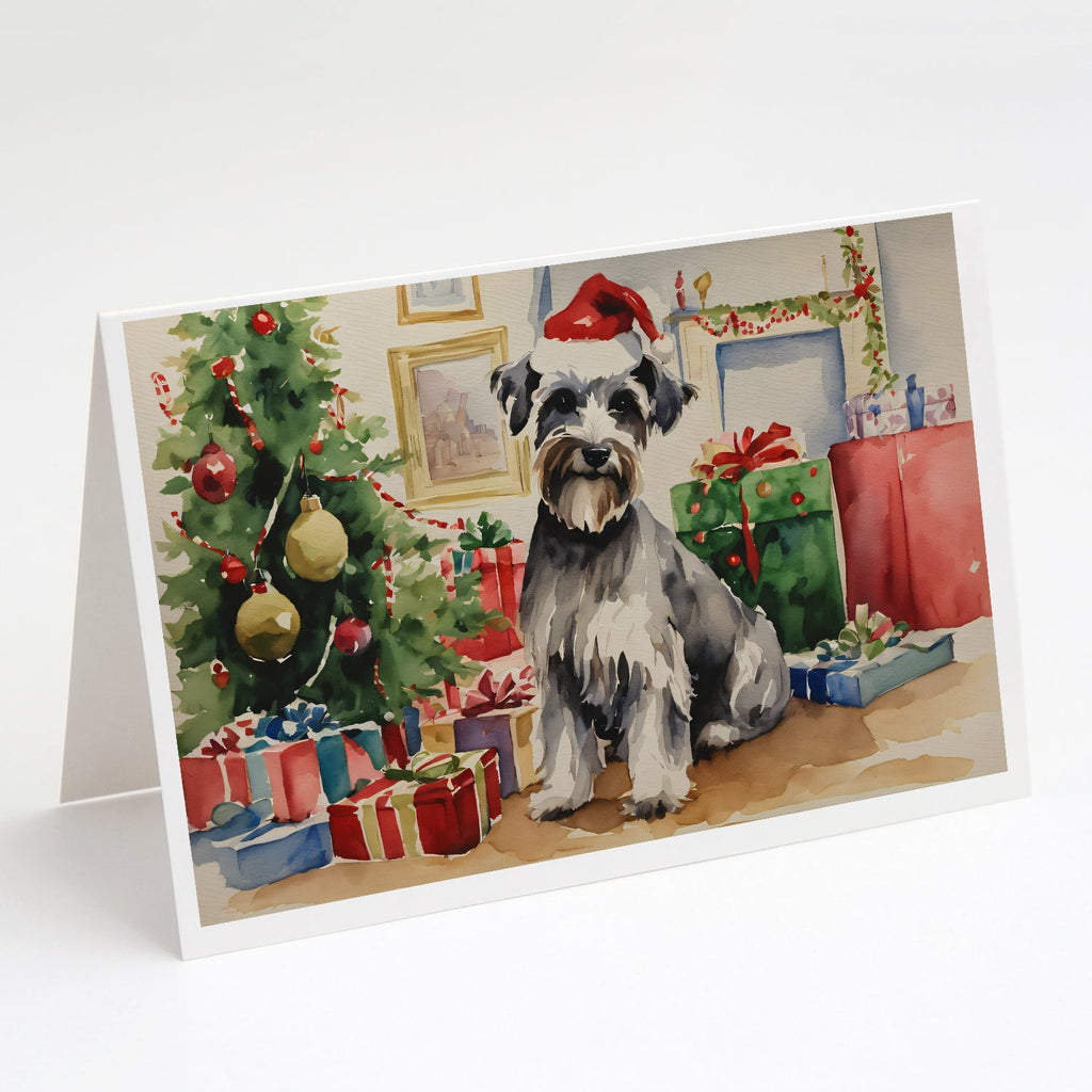 Schnauzer Christmas Greeting Cards Pack of 8 Blank Cards with Envelopes Whimsical A7 Size 5x7