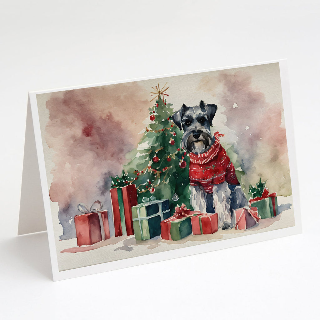 Schnauzer Christmas Greeting Cards Pack of 8 Blank Cards with Envelopes Whimsical A7 Size 5x7