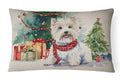 Westie Christmas Decorative Throw Pillow 12x16 Indoor Outdoor Accent Cushion, Fabric Cover with Insert for Sofa, Bed, Porch & Living Room