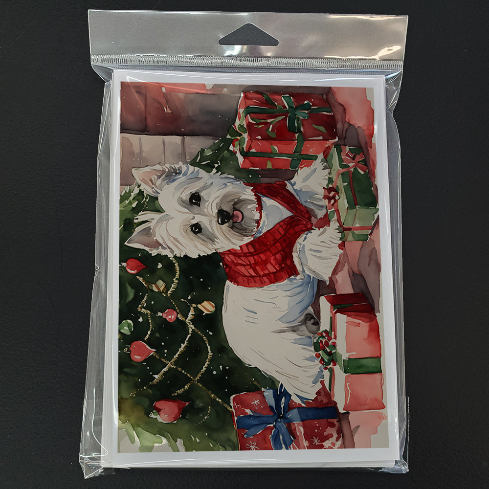 Westie Christmas Greeting Cards Pack of 8 Blank Cards with Envelopes Whimsical A7 Size 5x7