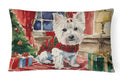 Westie Christmas Decorative Throw Pillow 12x16 Indoor Outdoor Accent Cushion, Fabric Cover with Insert for Sofa, Bed, Porch & Living Room