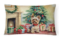 Yorkie Christmas Decorative Throw Pillow 12x16 Indoor Outdoor Accent Cushion, Fabric Cover with Insert for Sofa, Bed, Porch & Living Room