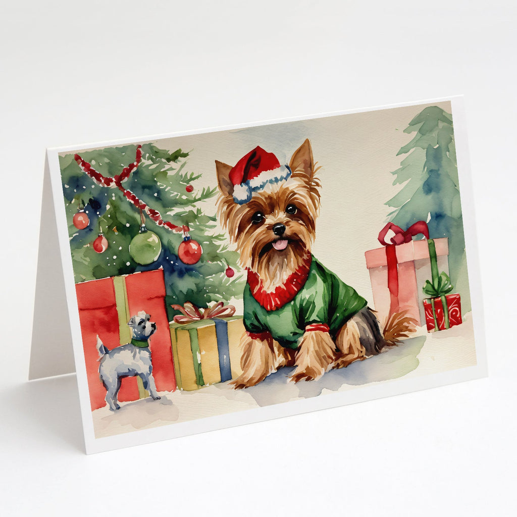 Yorkie Christmas Greeting Cards Pack of 8 Blank Cards with Envelopes Whimsical A7 Size 5x7