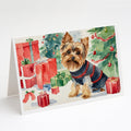 Yorkie Christmas Greeting Cards Pack of 8 Blank Cards with Envelopes Whimsical A7 Size 5x7