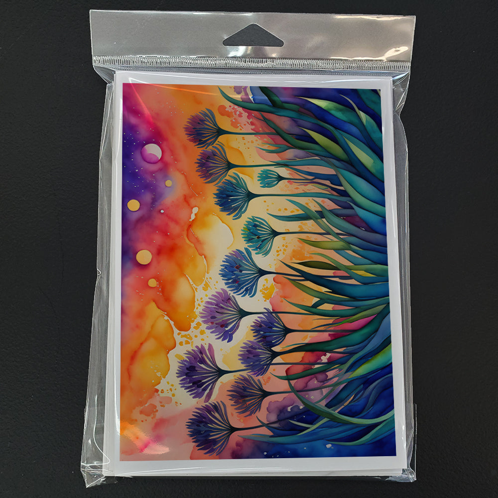 Agapanthus in Color Greeting Cards Pack of 8 Blank Cards with Envelopes Whimsical A7 Size 5x7