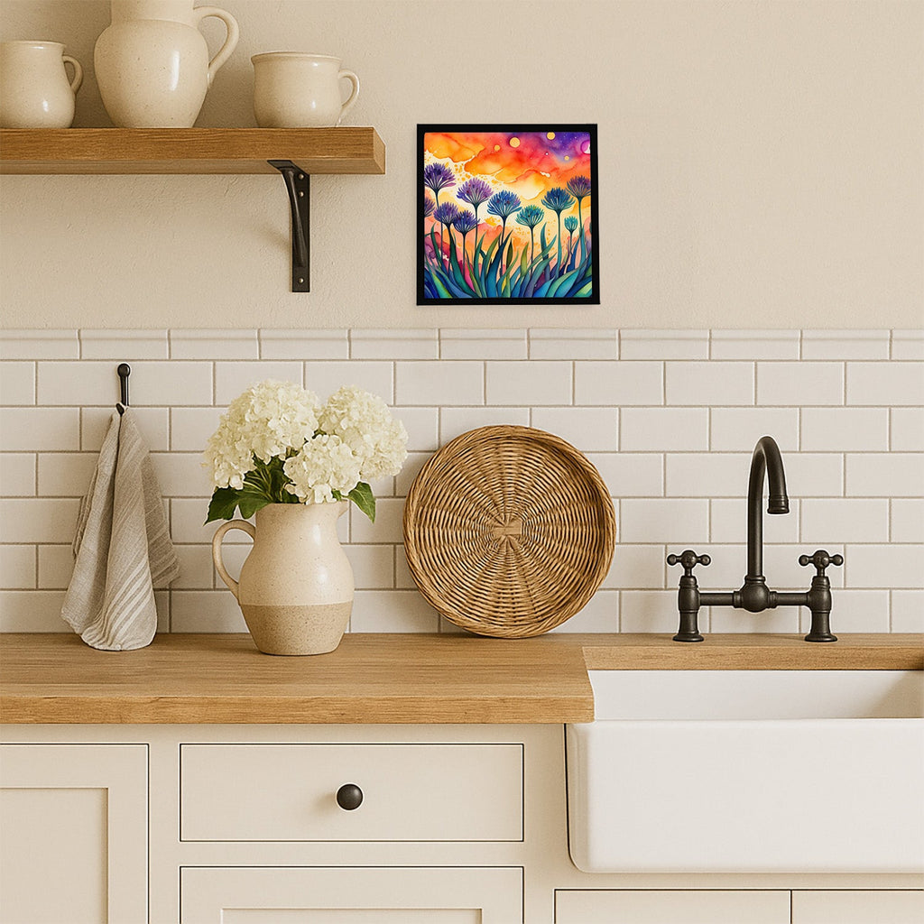 Agapanthus in Color Framed Metal Print Bathroom, Kitchen, Office, Home Decor Wall Art Ready to Hang, Square, 8X8
