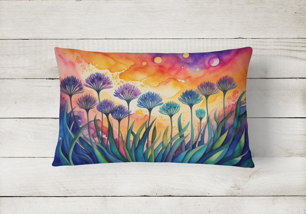 Agapanthus in Color Decorative Throw Pillow 12x16 Indoor Outdoor Accent Cushion, Fabric Cover with Insert for Sofa, Bed, Porch & Living Room