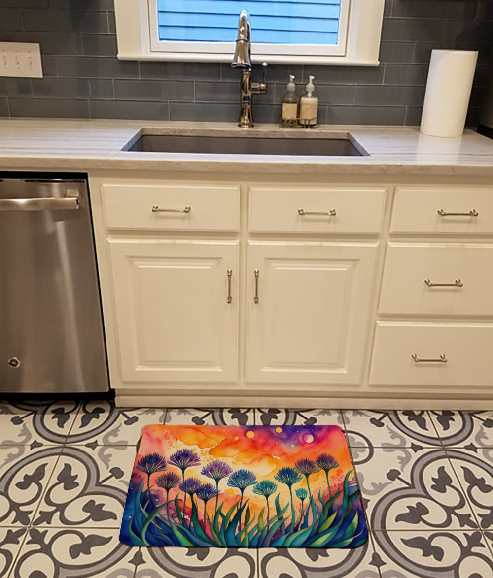 Agapanthus in Color Memory Foam Kitchen Mat Machine Washable Anti-Fatigue Cushion Comfort Bath or Kitchen Rug