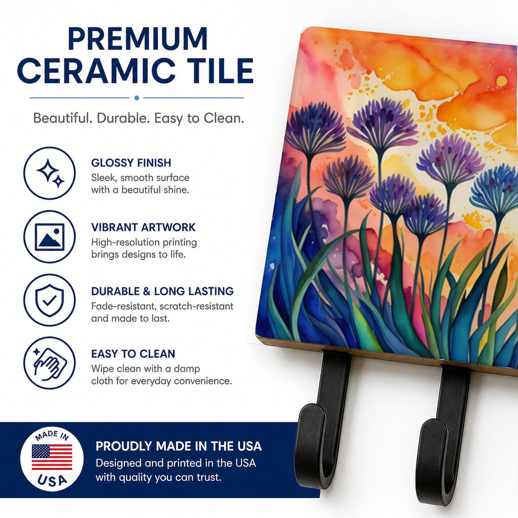Agapanthus in Color Leash or Key Holder Wall Hooks, Coat Rack Wall Mount, for Hanging Keys, Towels, Aprons, Leashes