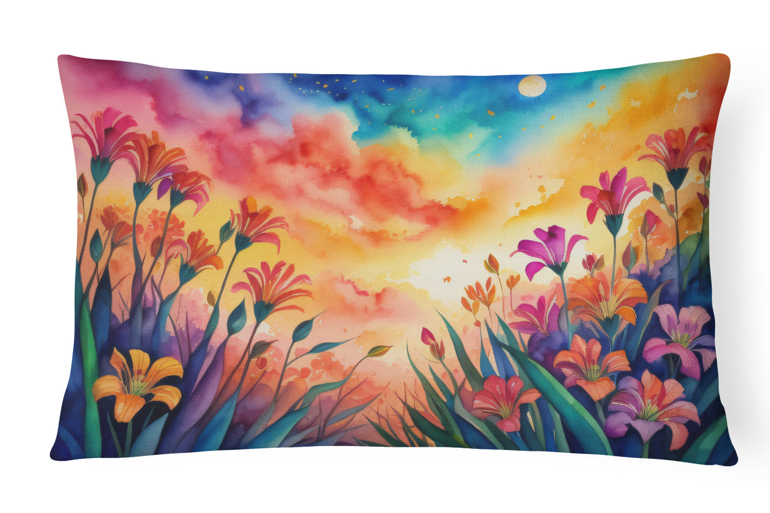 Alstroemerias in Color Decorative Throw Pillow 12x16 Indoor Outdoor Accent Cushion, Fabric Cover with Insert for Sofa, Bed, Porch & Living Room