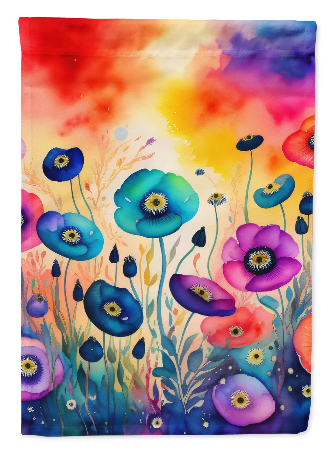 Anemones in Color House Flag 28x40 Porch Sleeve Pole Decorative Outside Yard Banner Artwork Wall Hanging, Polyester