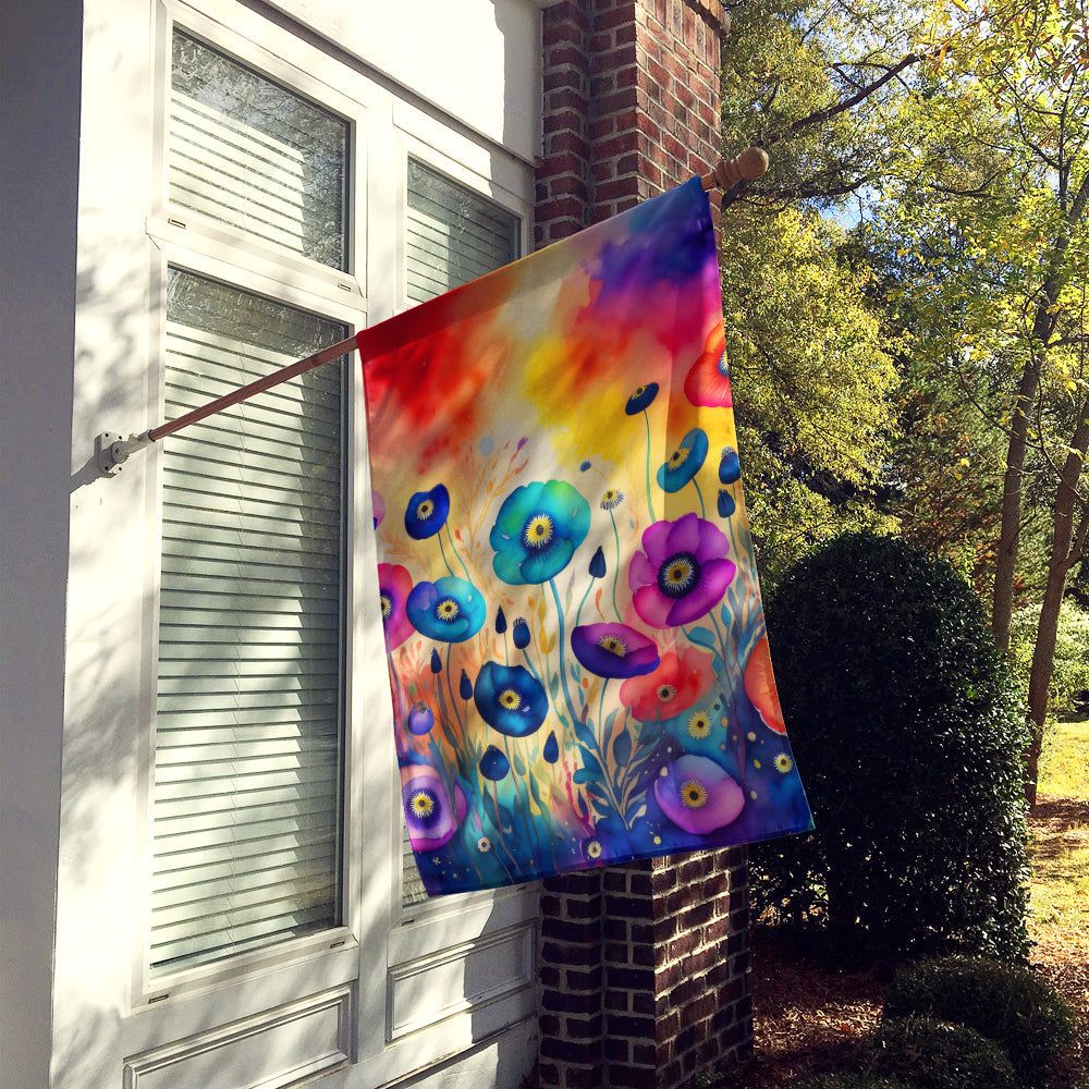 Anemones in Color House Flag 28x40 Porch Sleeve Pole Decorative Outside Yard Banner Artwork Wall Hanging, Polyester