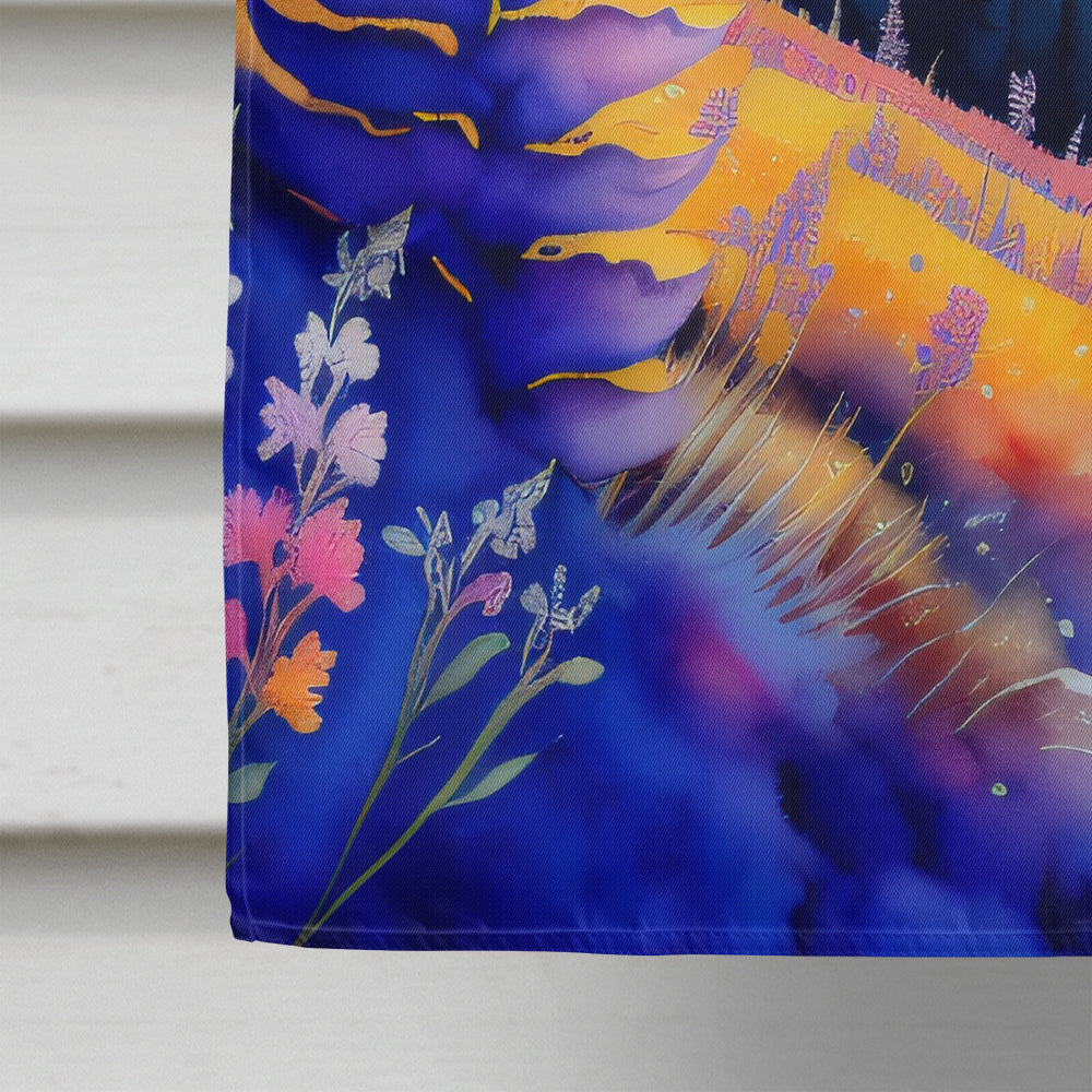 Annual Larkspur in Color House Flag 28x40 Porch Sleeve Pole Decorative Outside Yard Banner Artwork Wall Hanging, Polyester