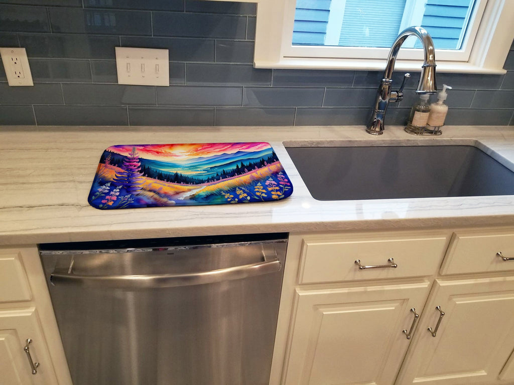 Annual Larkspur in Color Dish Drying Mat Absorbent Dish Drying Mat Pad for Kitchen Counter Dish Drainer Mat for Countertop, 14 x 21", Multicolor
