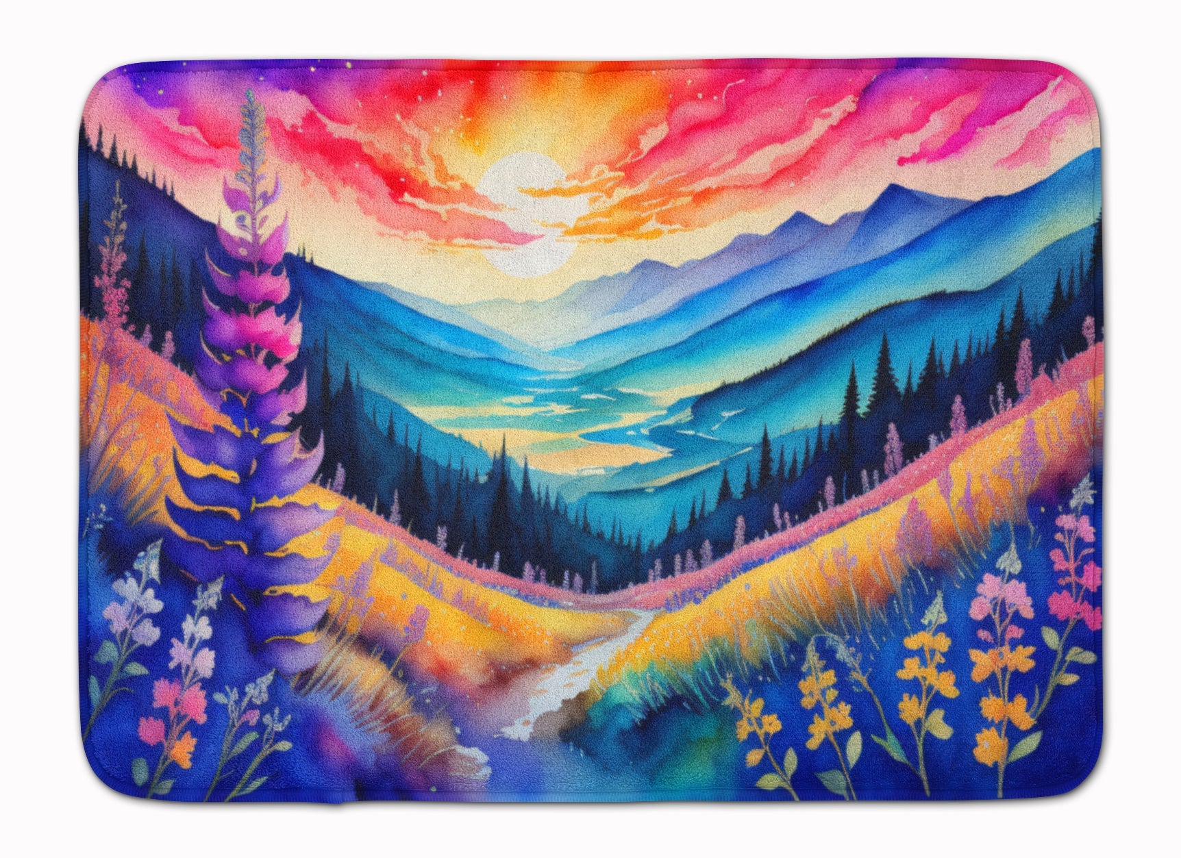 Annual Larkspur in Color Memory Foam Kitchen Mat Machine Washable Anti-Fatigue Cushion Comfort Bath or Kitchen Rug