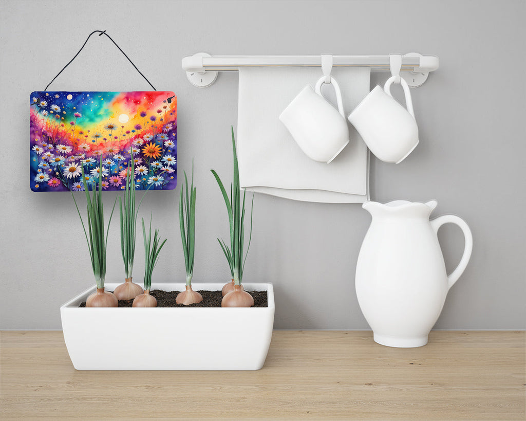 Asters in Color Wall or Door Hanging Prints Aluminum Metal Sign Kitchen Wall Bar Bathroom Plaque Home Decor, 8HX12W, Multicolor