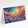 Asters in Color Greeting Cards Pack of 8 Blank Cards with Envelopes Whimsical A7 Size 5x7