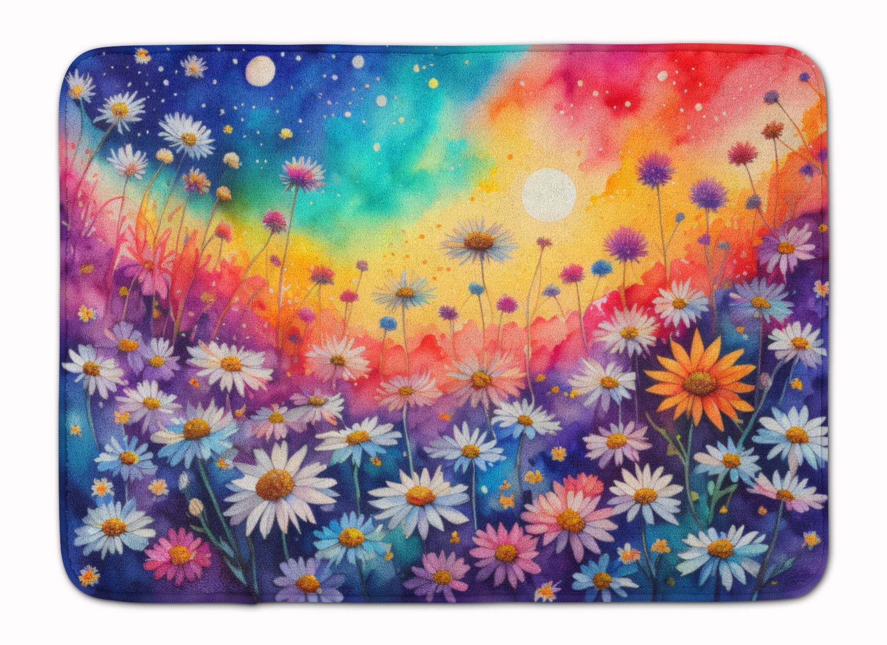 Asters in Color Memory Foam Kitchen Mat Machine Washable Anti-Fatigue Cushion Comfort Bath or Kitchen Rug