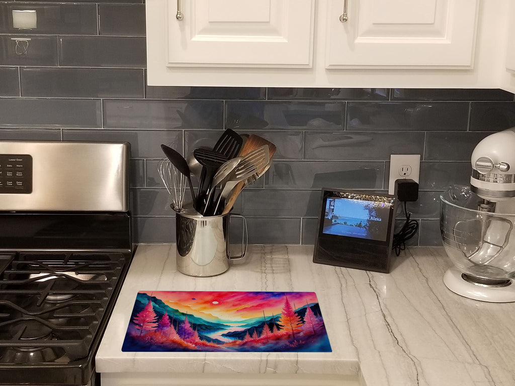 Astilbe in Color Cutting Board Tempered Glass Kitchen Cutting Surface, Heat Resistant Chopping, Non-Slip Feet, Food Prep & Serving