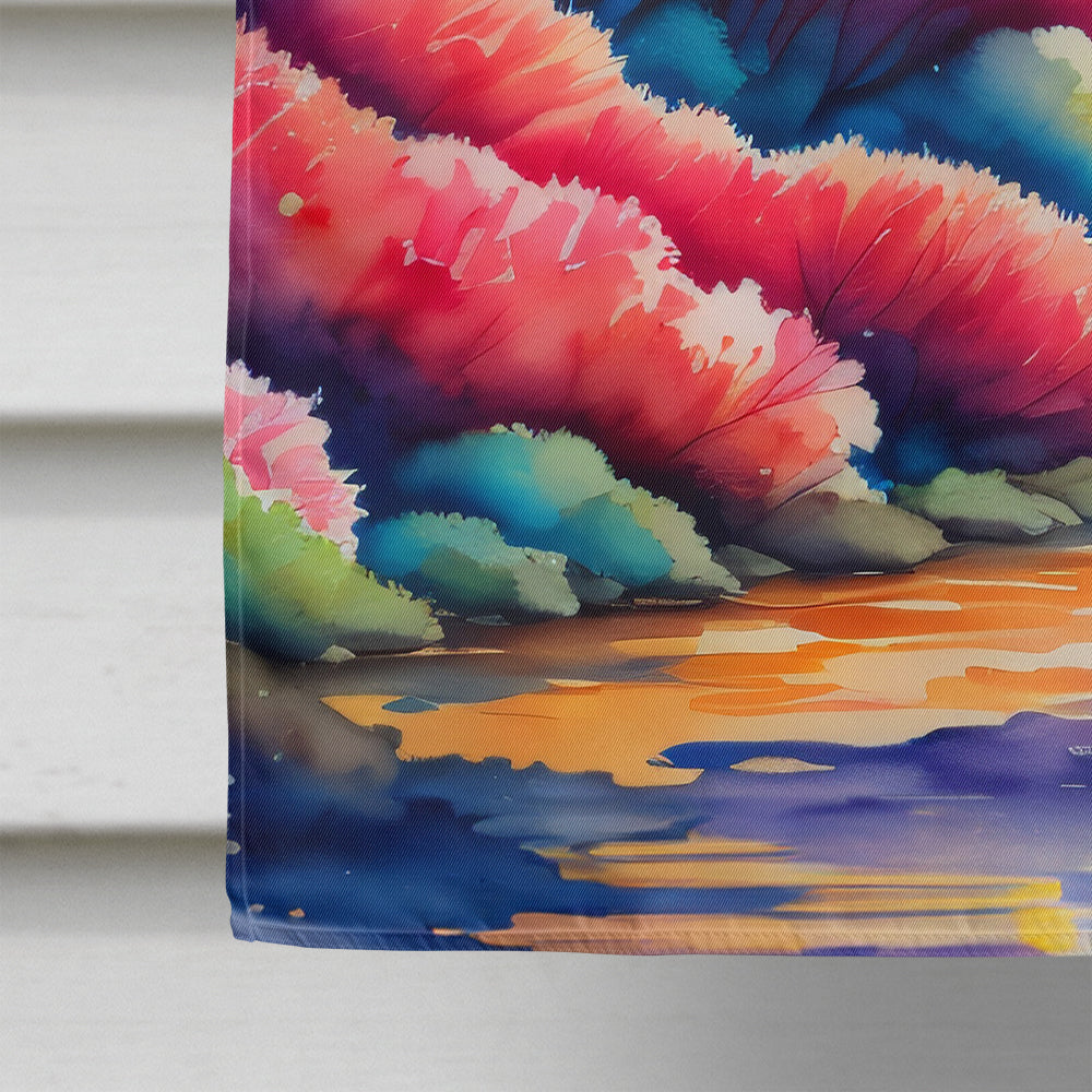 Azaleas in Color House Flag 28x40 Porch Sleeve Pole Decorative Outside Yard Banner Artwork Wall Hanging, Polyester