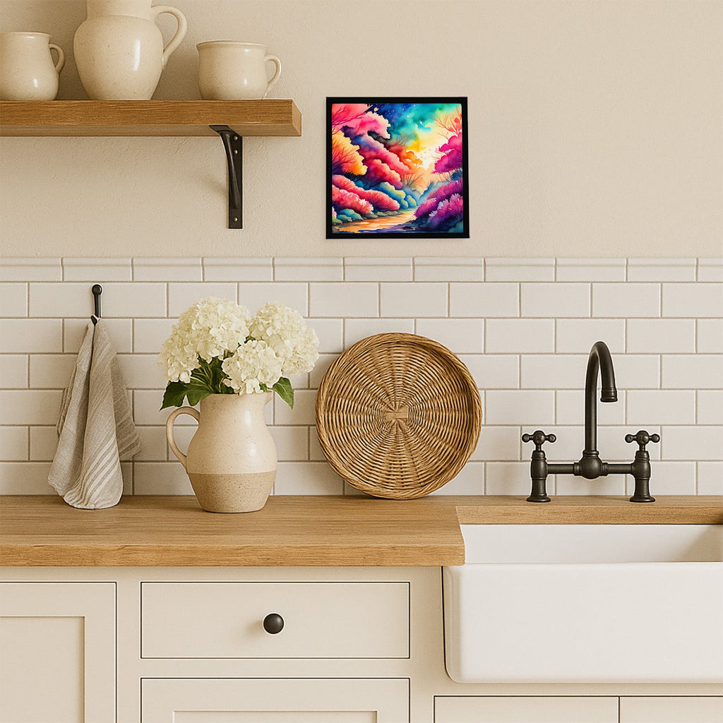 Azaleas in Color Framed Metal Print Bathroom, Kitchen, Office, Home Decor Wall Art Ready to Hang, Square, 8X8