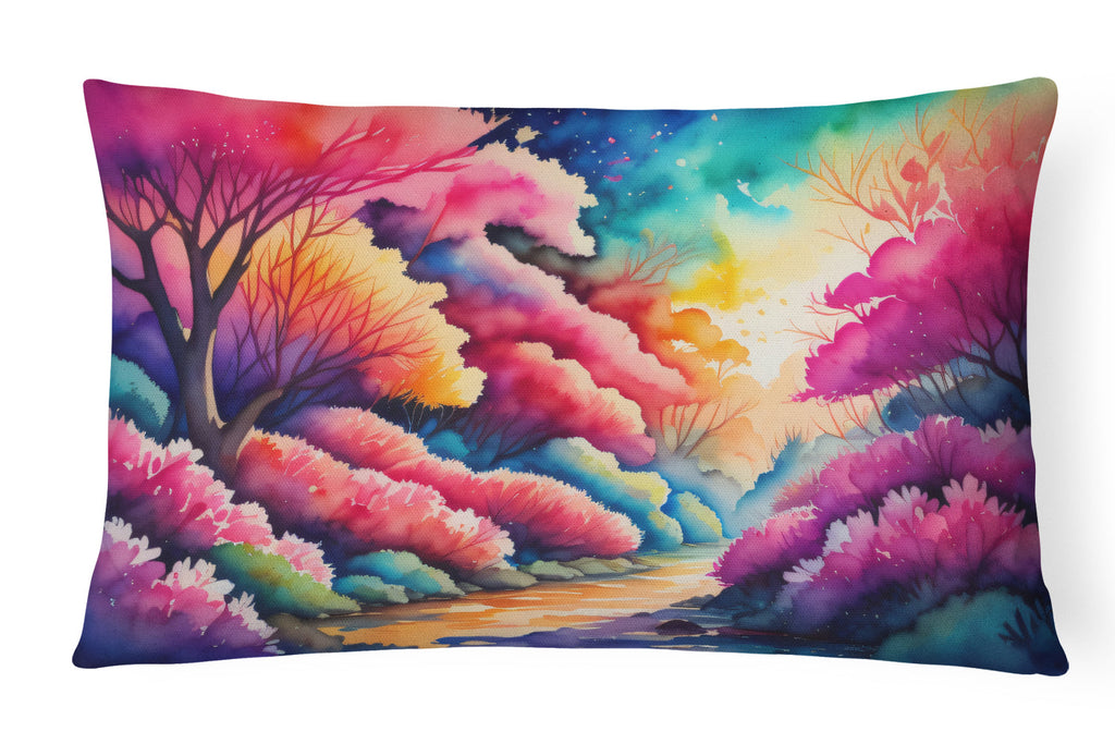 Azaleas in Color Decorative Throw Pillow 12x16 Indoor Outdoor Accent Cushion, Fabric Cover with Insert for Sofa, Bed, Porch & Living Room