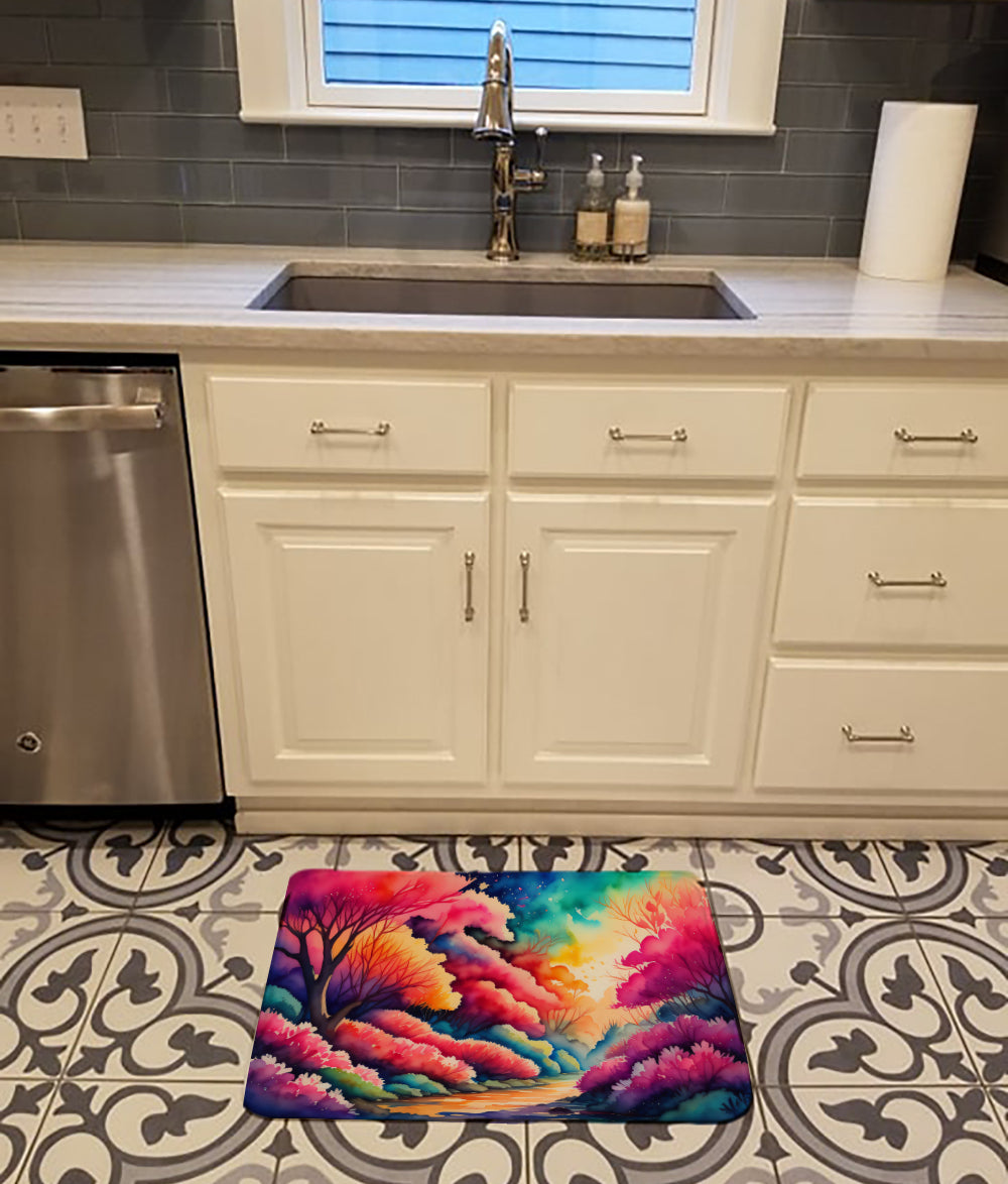 Azaleas in Color Memory Foam Kitchen Mat Machine Washable Anti-Fatigue Cushion Comfort Bath or Kitchen Rug