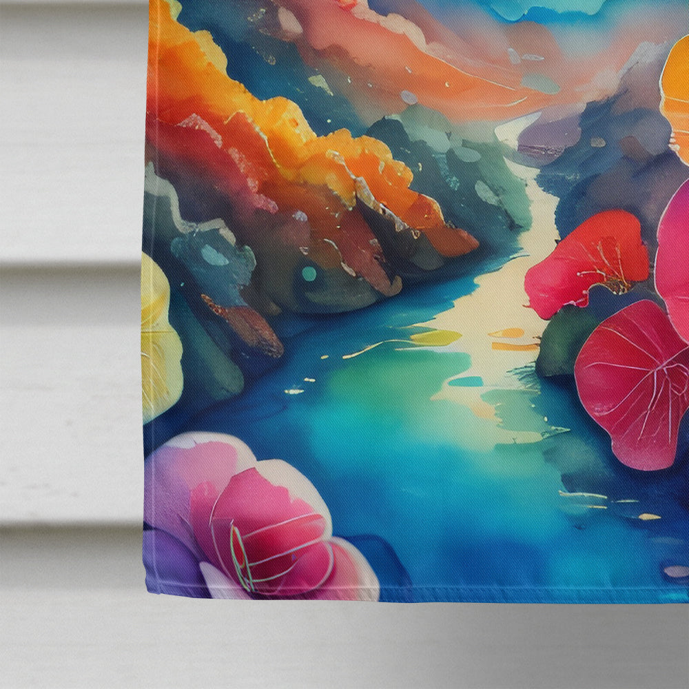 Begonias in Color House Flag 28x40 Porch Sleeve Pole Decorative Outside Yard Banner Artwork Wall Hanging, Polyester