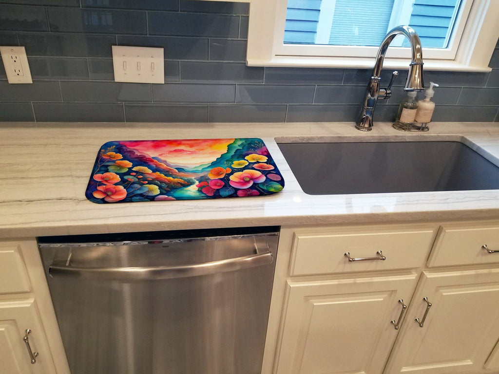 Begonias in Color Dish Drying Mat Absorbent Dish Drying Mat Pad for Kitchen Counter Dish Drainer Mat for Countertop, 14 x 21", Multicolor