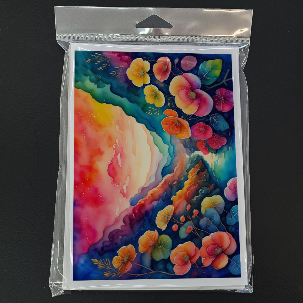 Begonias in Color Greeting Cards Pack of 8 Blank Cards with Envelopes Whimsical A7 Size 5x7