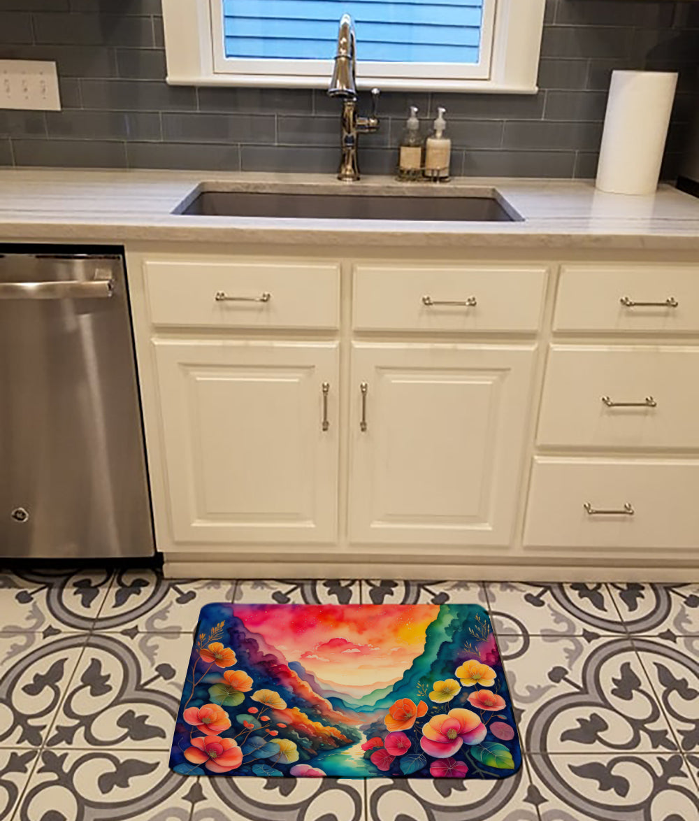 Begonias in Color Memory Foam Kitchen Mat Machine Washable Anti-Fatigue Cushion Comfort Bath or Kitchen Rug