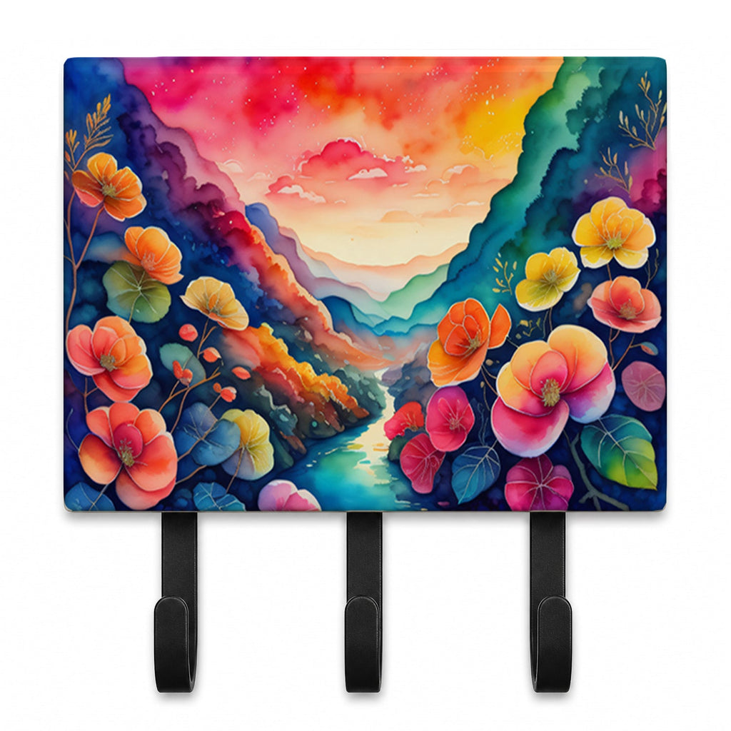 Begonias in Color Leash or Key Holder Wall Hooks, Coat Rack Wall Mount, for Hanging Keys, Towels, Aprons, Leashes