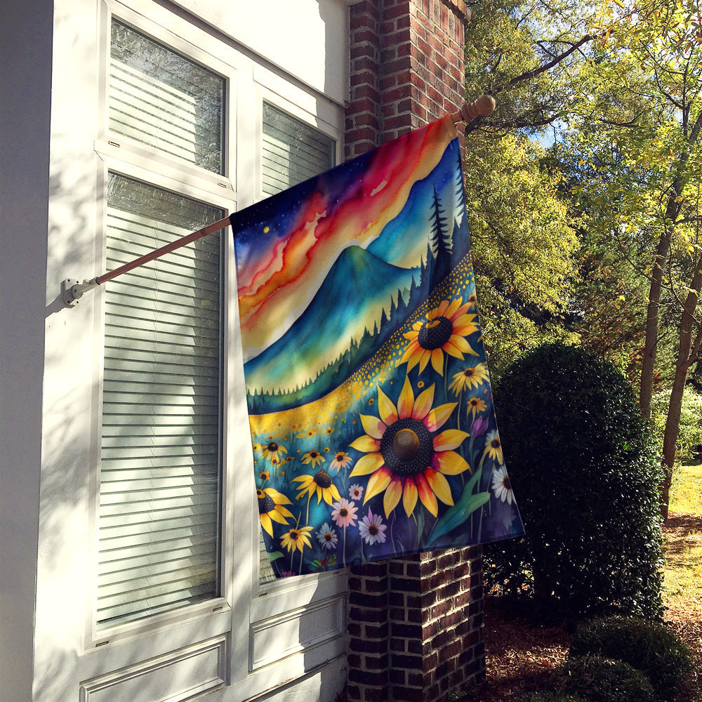 Black-eyed Susans in Color House Flag 28x40 Porch Sleeve Pole Decorative Outside Yard Banner Artwork Wall Hanging, Polyester