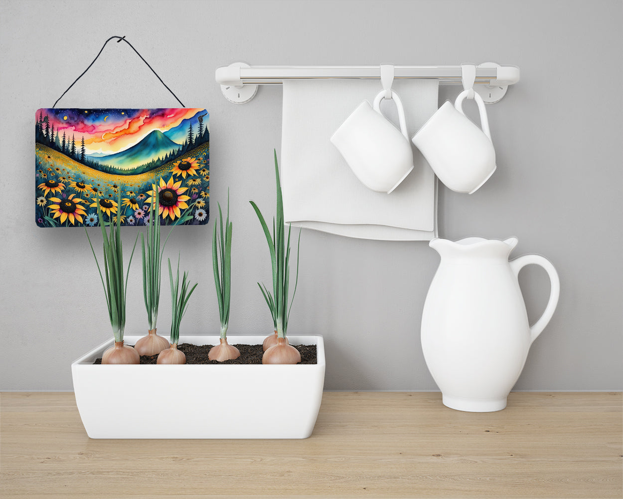 Black-eyed Susans in Color Wall or Door Hanging Prints Aluminum Metal Sign Kitchen Wall Bar Bathroom Plaque Home Decor, 8HX12W, Multicolor